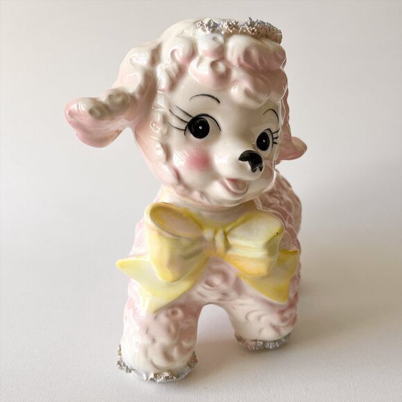 Vintage Cute Lamb Planter Pink Ceramic Figurine Nursery Decor 1961 Japan - Picture 16 of 16